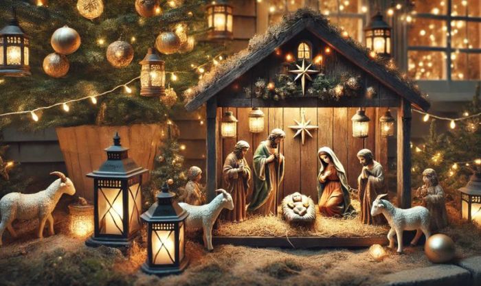 Kiểu trang trí hang đá Giáng sinh ngoài trời