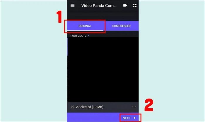 Chọn mục Original và nhấn Next để bắt đầu nén video trên điện thoại