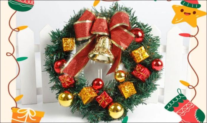 Vòng nguyệt quế Noel với phụ kiện và màu sắc đặc trưng