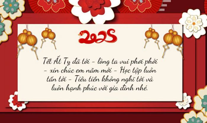 Chúc Tết gia đình em trai, em gái trong dịp Tết Ất Tỵ thật ý nghĩa và tràn đầy niềm vui.