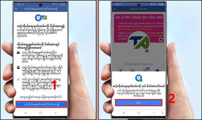 Nhấn vào ô màu xanh ở cuối màn hình
