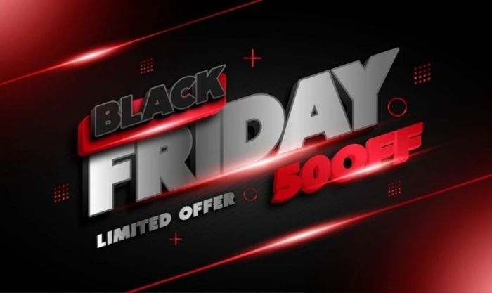 Banner Black Friday với tông màu trắng đỏ nổi bật