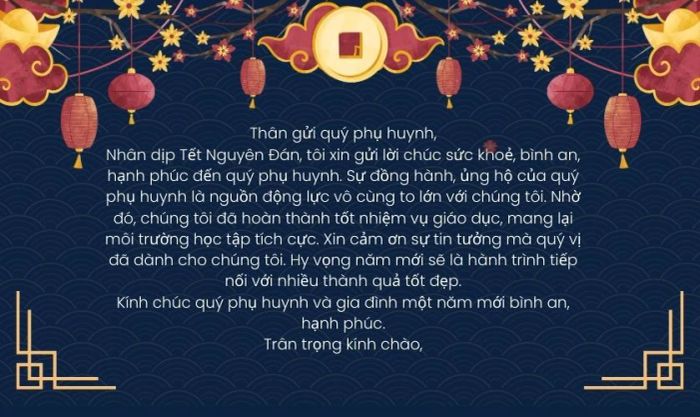 Mẫu thư chúc Tết ý nghĩa gửi phụ huynh học sinh từ giáo viên