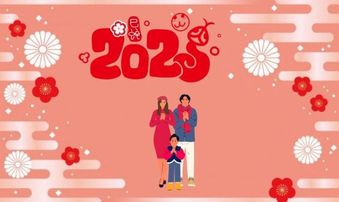 Wallpaper Tết chibi với tone hồng và chủ đề gia đình