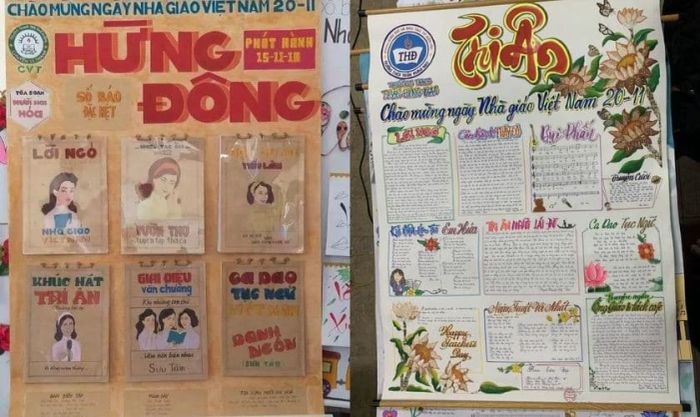 Bố cục tờ báo tường 20/11 như thế nào?