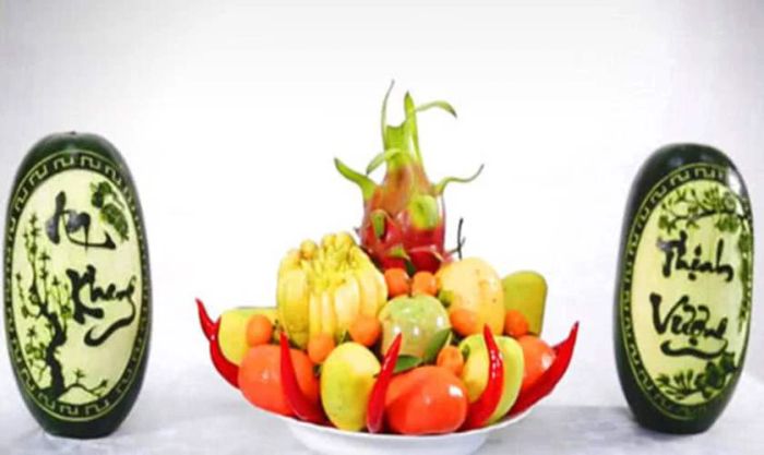Hình ảnh mâm ngũ quả với cách bày trí sáng tạo