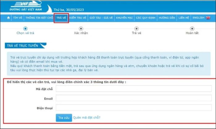 Đọc kỹ quy định hoàn trả vé trên trang web chính thức