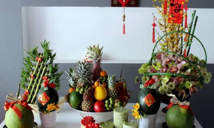 Hình ảnh mâm ngũ quả mang phong cách hiện đại