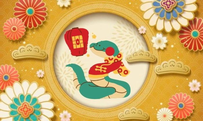 Wallpaper Tết chibi với tone vàng mang nhiều tài lộc