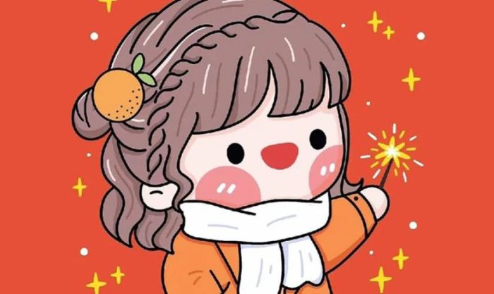 Hình nền Tết 2025 chibi tone đỏ dễ thương và bắt mắt