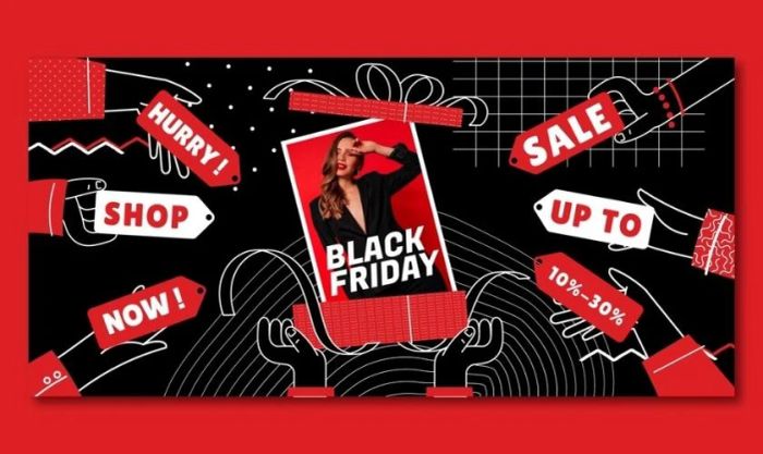 Banner Black Friday với phối màu đỏ đen nổi bật và ấn tượng