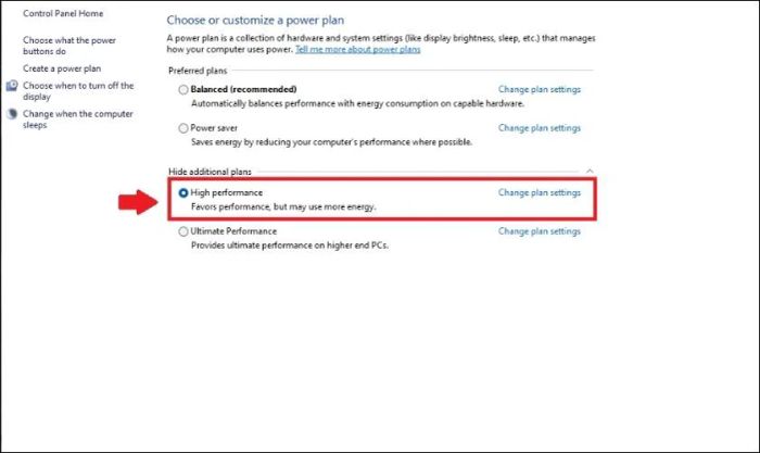 Cách sử dụng Control Panel để bật chế độ High Performance, bước 3