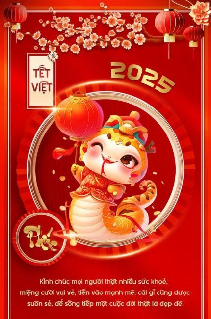 Hình nền Tết chibi đặc biệt cho năm Ất Tỵ, nên tải ngay
