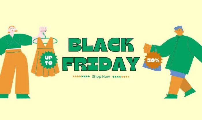 Banner sale Black Friday với thiết kế dễ thương và bắt mắt