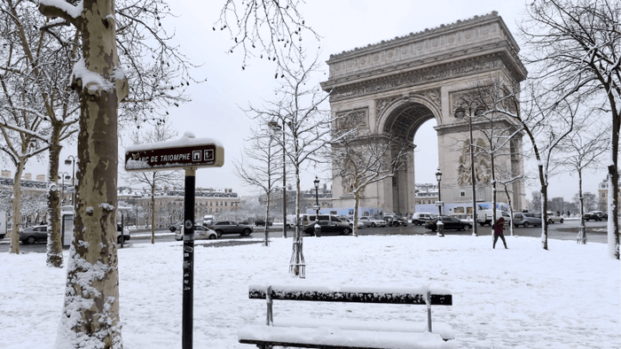 The Arc de Triomphe in France During Winter