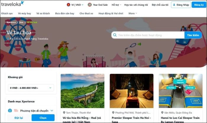 Đặt vé tàu nhanh chóng và tiện lợi qua Traveloka