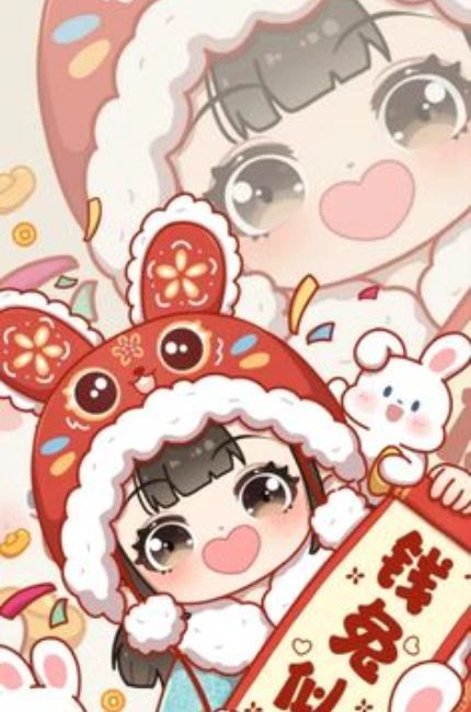 Hình nền Tết chibi cặp đôi dành cho nữ