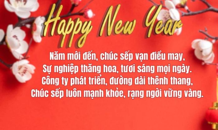 Những bài thơ chúc Tết năm 2025 dành cho sếp, đầy sự sáng tạo và ý nghĩa đặc biệt.