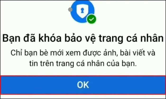 Nhấn chọn OK để hoàn tất việc khóa trang cá nhân Facebook