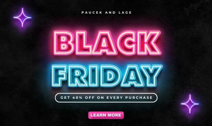 Hình ảnh sale Black Friday với hiệu ứng LED ấn tượng