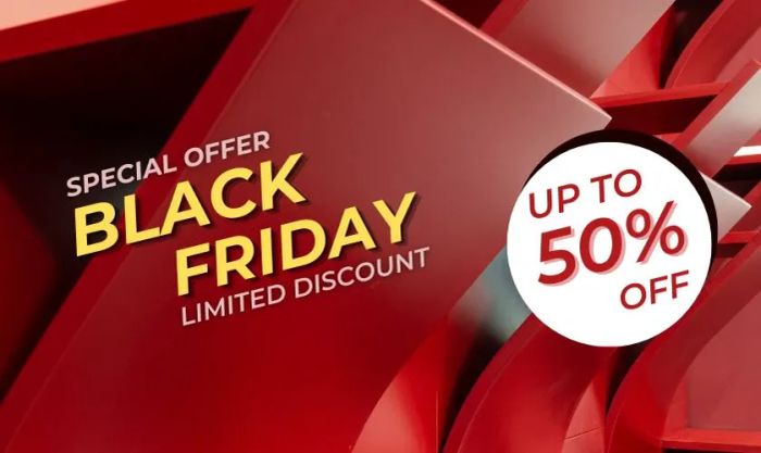 Banner sale Black Friday màu đỏ rực rỡ, thu hút sự chú ý