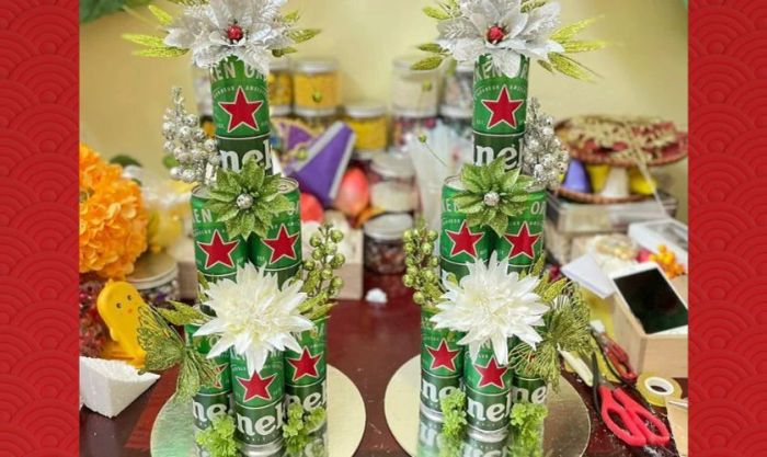 Hướng dẫn làm tháp bánh Tết với tông màu xanh lá
