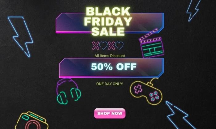 Banner sale cuối năm với đèn LED bắt mắt