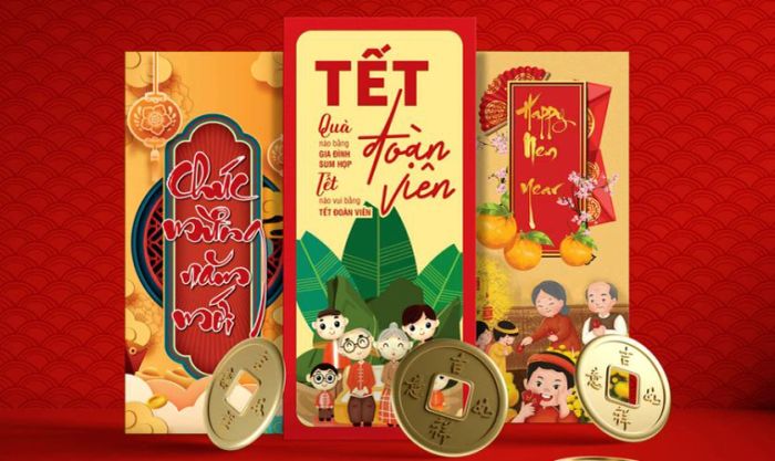 Kết hợp hình ảnh và họa tiết Tết để làm nổi bật sản phẩm.