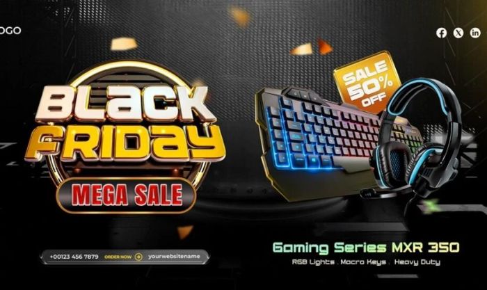 Banner Black Friday với phong cách công nghệ hiện đại