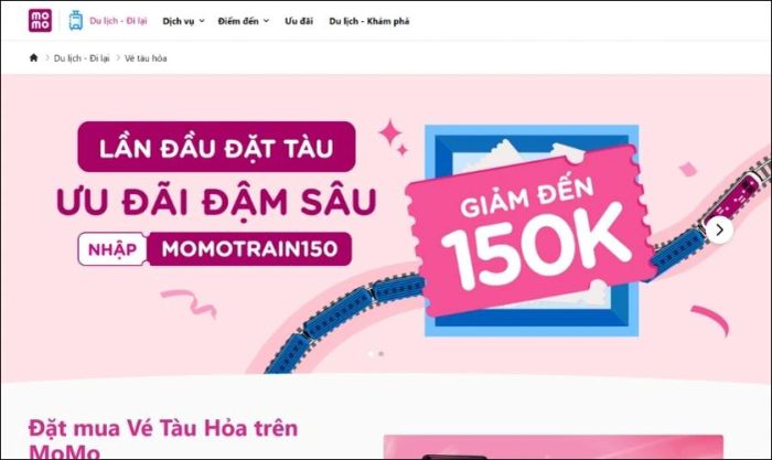 Ví điện tử Momo hỗ trợ đặt vé tàu Tết 2025 nhanh chóng