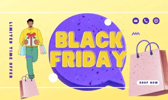 Banner sale Black Friday với phong cách dễ thương