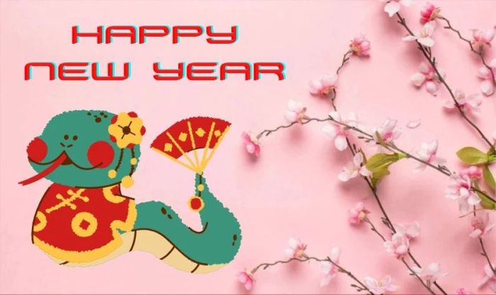 Wallpaper Tết chibi với tone màu hồng