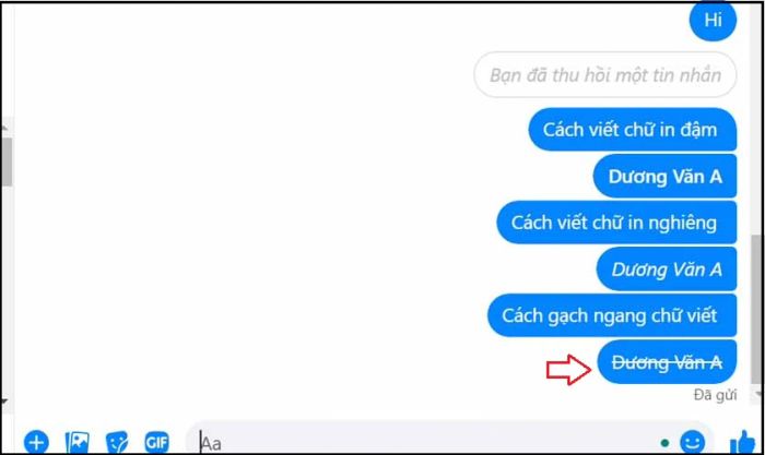 Cách thực hiện gạch ngang chữ trong Messenger đơn giản