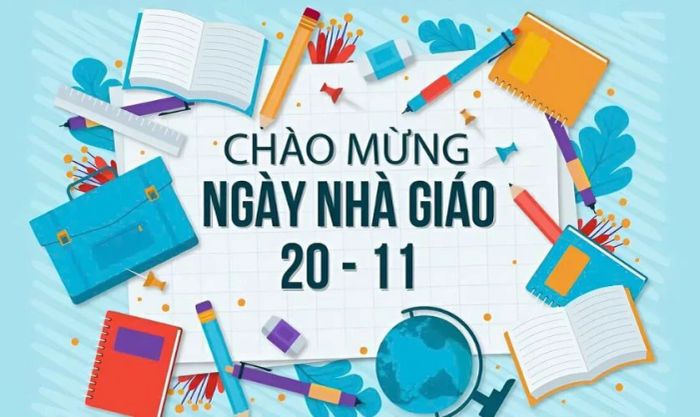 Backdrop 20/11 chủ đề mái trường mang đậm ý nghĩa