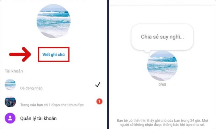 Nhấn vào Viết ghi chú và nhập nội dung ghi chú của bạn