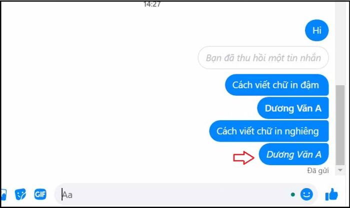 Cách thực hiện viết chữ in nghiêng trong Messenger nhanh chóng
