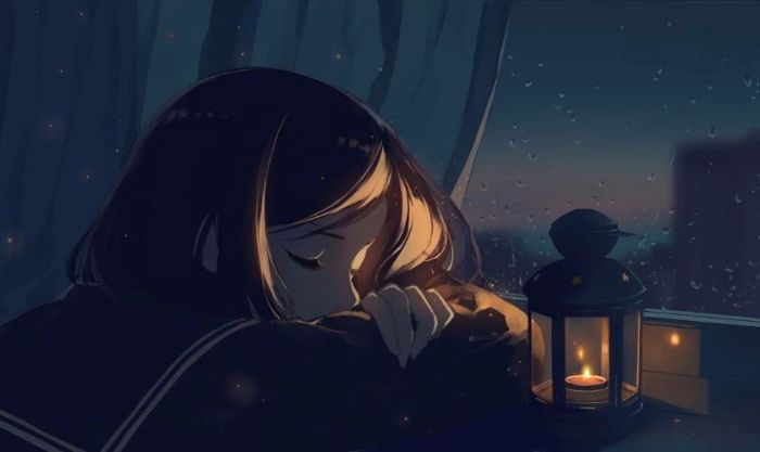 Ảnh buồn và tâm trạng được thiết kế theo phong cách anime