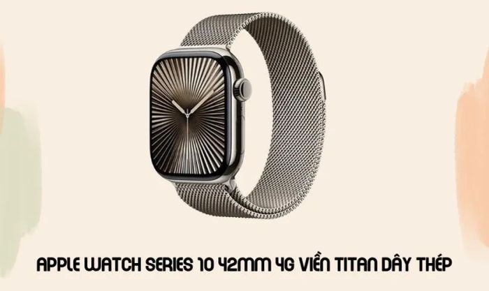Apple Watch Series 10 42mm 4G với viền titan và dây thép mang đến sự kết hợp hoàn hảo giữa độ bền và tính thẩm mỹ, là lựa chọn lý tưởng cho những ai yêu thích sự sang trọng và chắc chắn.
