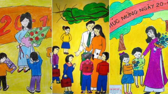 Tranh vẽ 20/11 thể hiện lòng biết ơn và tạo nên không khí ấm áp, gần gũi