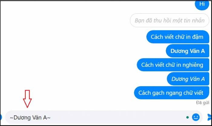 Hướng dẫn tạo chữ gạch ngang trong Messenger
