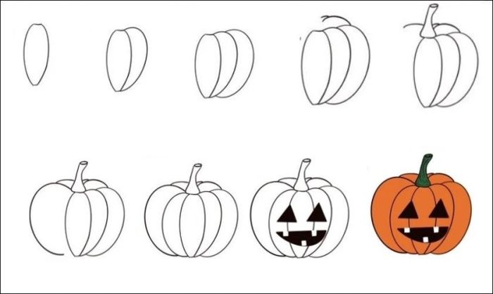 Mẫu vẽ bí ngô Halloween