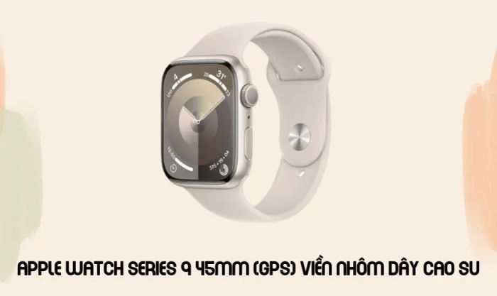 Apple Watch Series 9 45mm viền nhôm dây cao su mang đến cảm giác êm ái và thoải mái khi đeo.