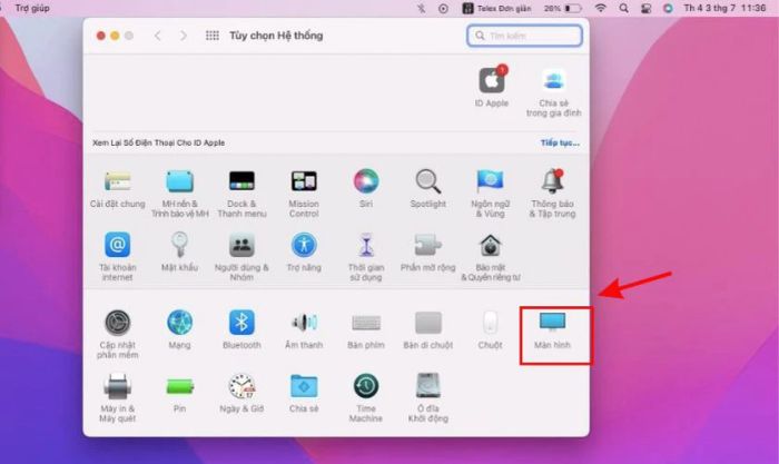 Sử dụng tab Displays để điều chỉnh màn hình