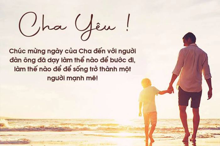 Thiệp mừng Ngày của Cha với hình ảnh cha nắm tay con và những lời chúc ấm áp, thân thương