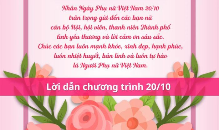 Mẫu lời dẫn chương trình 20/10 mới nhất