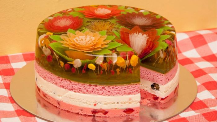 Bánh kem rau câu với vẻ ngoài đẹp mắt