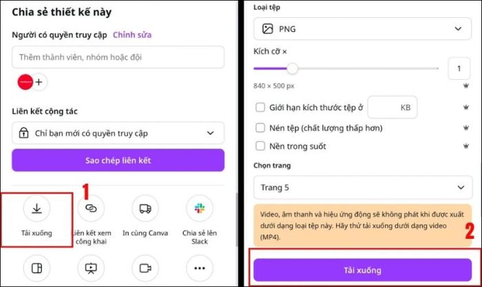 Tải ảnh đã ghép về thiết bị sau khi hoàn thành