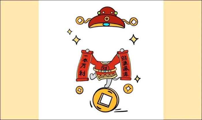 Thần Tài chibi để ghép ảnh Tết 2025