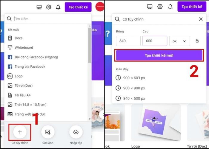 tạo một thiết kế mới