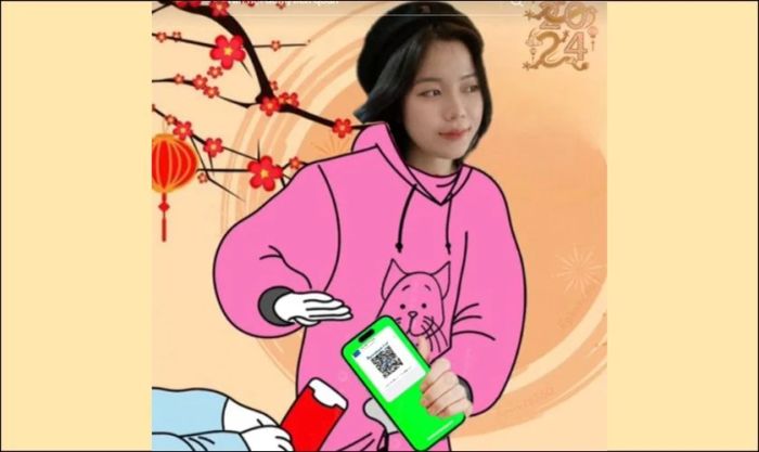 Mẫu ghép ảnh Tết tích hợp mã QR